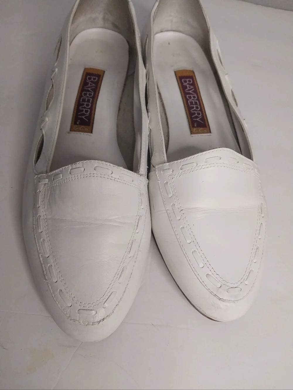 BAYBERRY Size 7M White Leather Upper Balance Loafers for Women